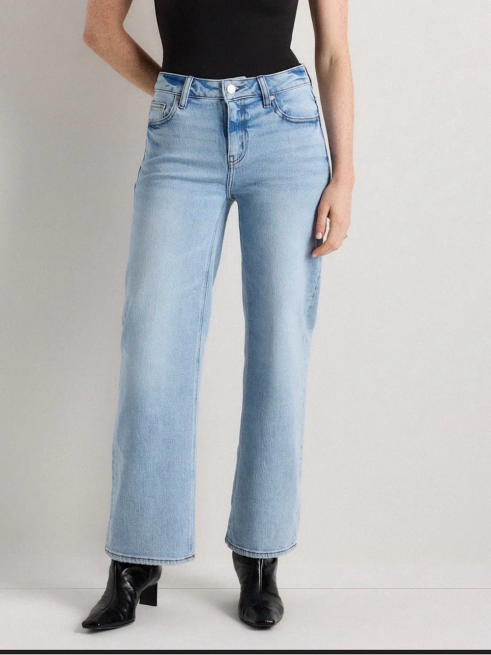 Quince - High Rise, Wide Leg Stretch Cropped Jeans - 31 x 25